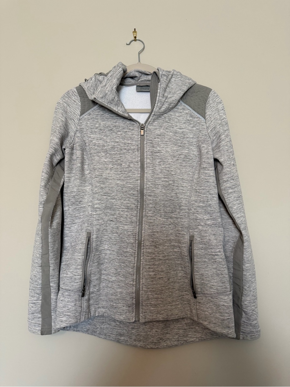 Athleta Heather Gray Full Zip Fleece Lined Hoodie Jacket Size Medium